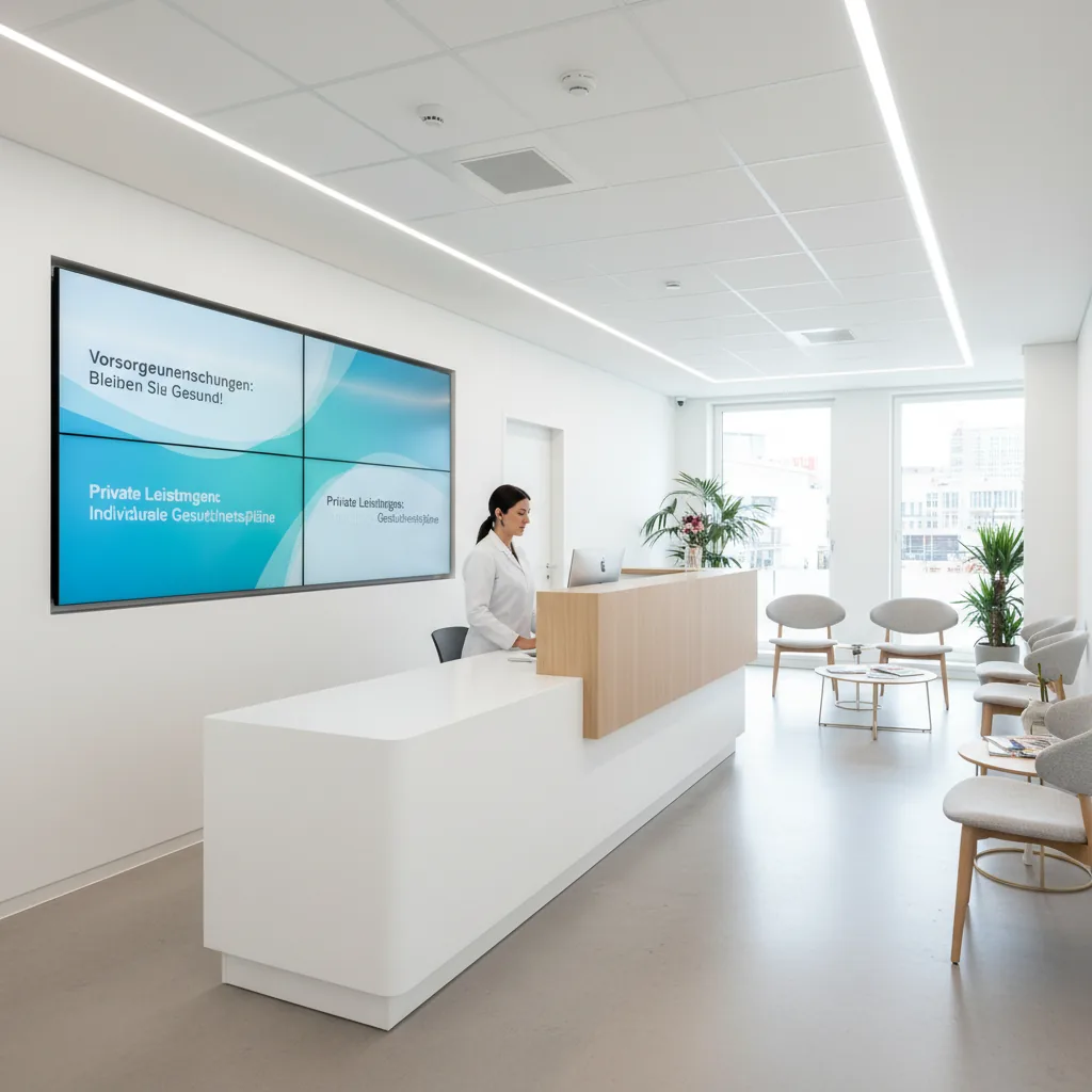 Doctor practice reception digital signage